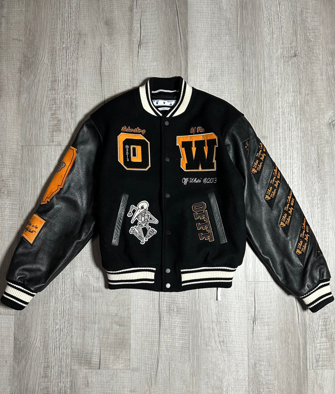 Off White Lab Of Fun Varsity Jacket sz s - Sneakerhead Vault