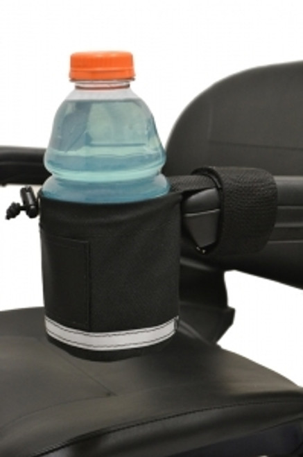Mobility Scooters Polyester Made Cup Holder Transparent in Color by Ewheels|ewheels, cup holder, scooter accessories, mobility scooter accessories, cup holder for scooter, accessories for mobility scooters, drink holder, cupholders