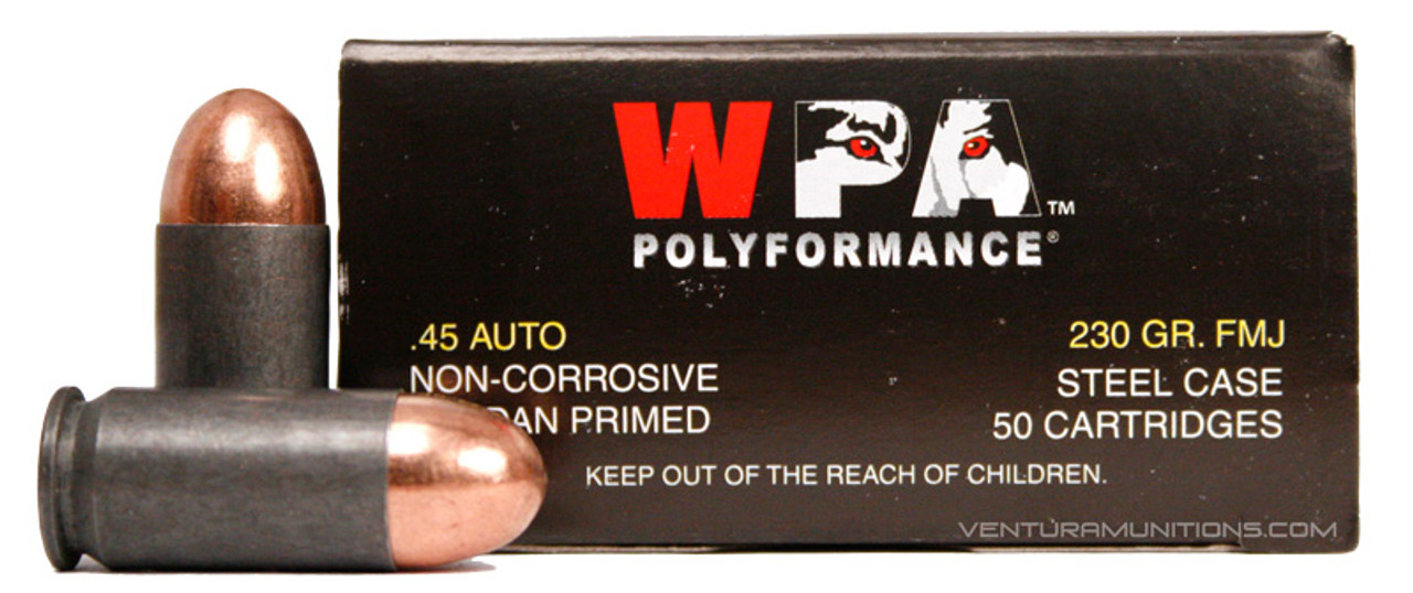 Wolf Polyformance .45 ACP 230gr FMJ Ammo - 50 Rounds - Ventura Munitions