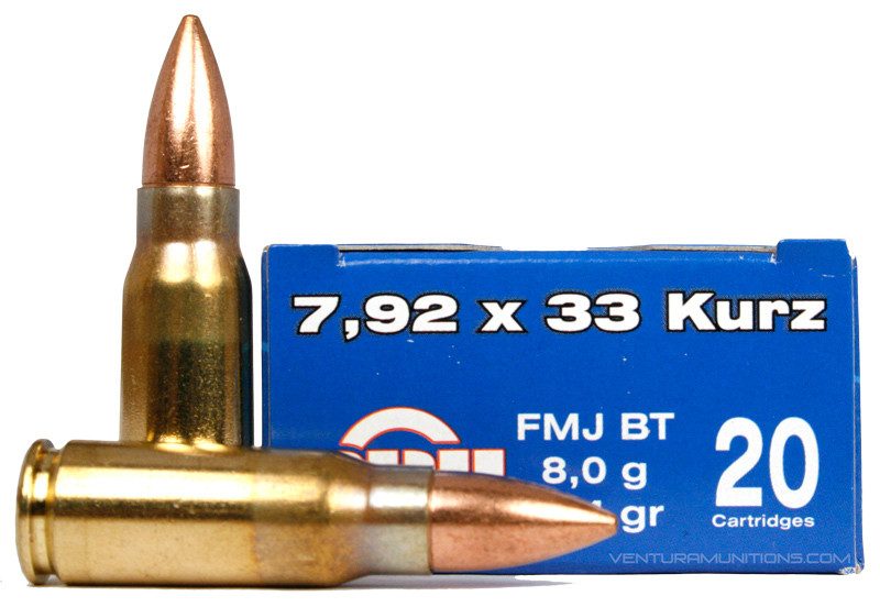 Prvi Partizan 7.92x33 Kurz 124gr FMJ-BT Ammo - 20 Rounds - Ventura