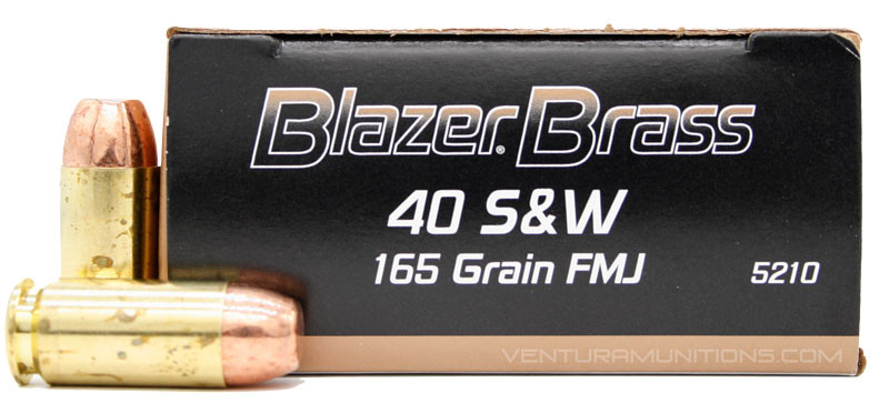 CCI Blazer Brass 40 S&W 165gr FMJ Ammo - 50 Rounds - Ventura Munitions