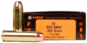 HSM 500 S&W 300gr Copper Plated HP Ammo - 20 Rounds HSM 500 S&W 300gr Copper Plated HP Ammo - 20 Rounds