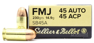 Sellier & Bellot 45 ACP 230gr FMJ Ammo - 50 rounds Sellier & Bellot 45 ACP 230gr FMJ Ammo - 50 rounds