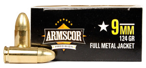 Armscor 9mm 124gr FMJ Ammo - 50 Rounds Armscor 9mm 124gr FMJ Ammo - 50 Rounds
