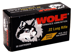 Wolf Match Extra 22 LR 40gr RN Ammo - 50 Rounds