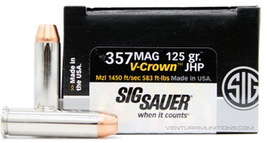 Sig Sauer Elite Performance 357 Magnum 125gr V-Crown JHP Ammo - 20 Rounds  Sig Sauer Elite Performance 357 Magnum 125gr V-Crown JHP Ammo - 20 Rounds