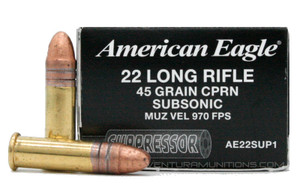 American Eagle 22 LR 45gr Copper Plated RN Suppressor Ammo - 50 Rounds American Eagle 22 LR 45gr Copper Plated RN Suppressor Ammo - 50 Rounds