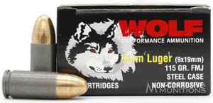 Wolf Performance 9mm 115gr FMJ Ammo - 50 Rounds