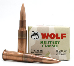 Wolf Military Classic 7.62x54R 148gr FMJ Non-Corrosive Ammo - 20 Rounds Wolf Military Classic 7.62x54R 148gr FMJ Non-Corrosive Ammo - 20 Rounds