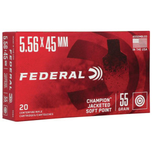 Federal Champion 5.56x45mm 55gr JSP Ammo - 20 Rounds Federal Champion 5.56x45mm 55gr JSP Ammo - 20 Rounds