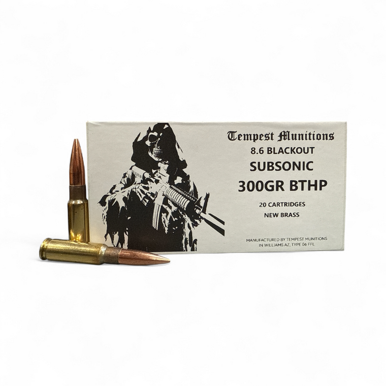 Tempest Munitions 8.6 Blackout 300gr HPBT Subsonic Ammo - 20 Rounds