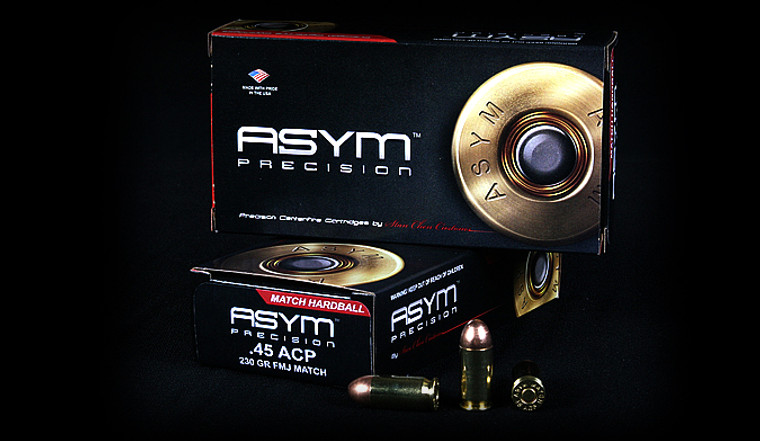 ASYM Precision Match Hardball 45 ACP 230gr FMJ Ammo - 50 Rounds