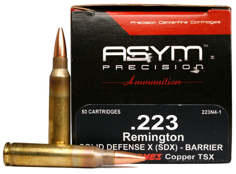 Asym Precision .223 Solid Defense X 70gr Barnes Copper TSX Ammo- 50 Rounds