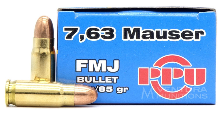Prvi Partizan 7.63 Mauser 85gr FMJ Ammo - 50 Rounds 