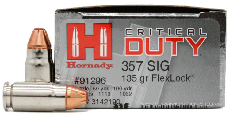 Hornady Critical Duty 357 Sig 135gr FlexLock Ammo - 20 Rounds