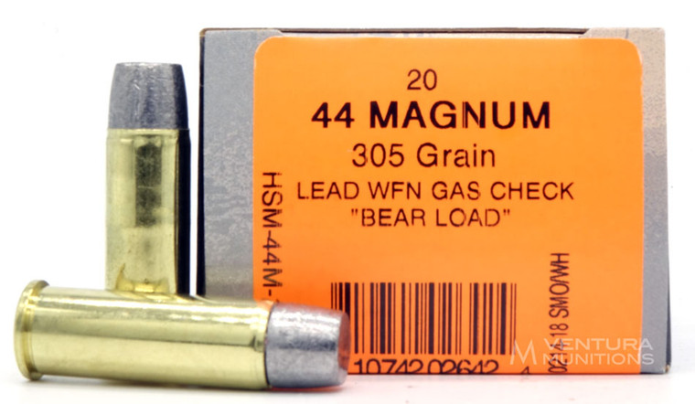 HSM 44 Rem Mag 305gr WFN Bear Load Ammo - 20 Rounds