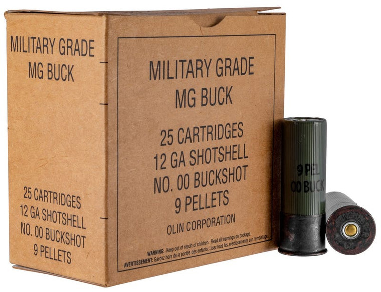Winchester Military Grade 12ga 2.75" 00 Buckshot 9 Pellet Ammo - 25 Rounds