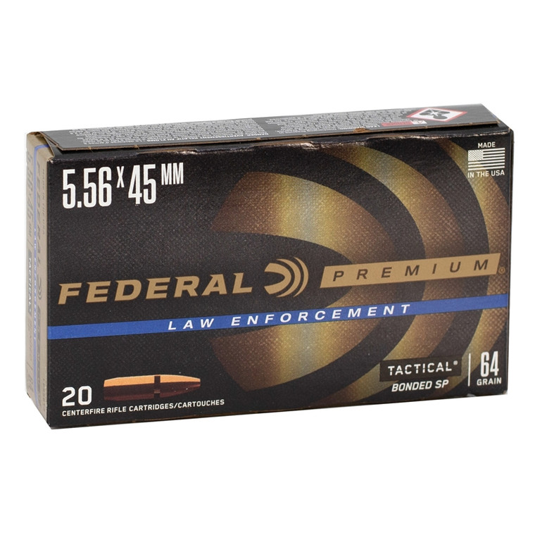 Federal Premium LE 5.56x45mm 64gr Bonded SP Ammo - 20 Rounds