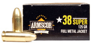 Armscor .38 Super 125gr FMJ Ammo - 50 Rounds