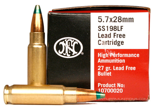 FNH 5.7x28 27gr Red Box LE Green Tip Lead Free SS198LF - 50 Rounds