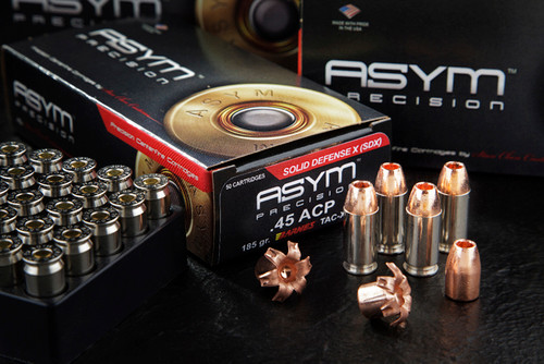 ASYM Precision Solid Defense X 45 ACP +P 185 Grain Barnes TAC-XP