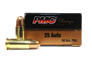 PMC Bronze 25 ACP 50gr FMJ Ammo - 50 Rounds