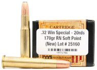 Ventura Heritage 32 Win Special 170gr SP New Ammo - 20 Rounds