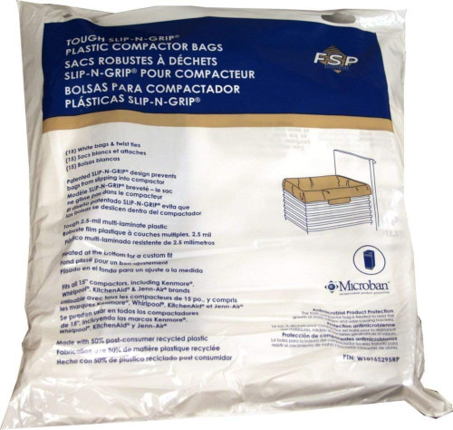 Whirlpool W10165295BU 15-inch Trash Compactor Bags Replacement 15 Pack