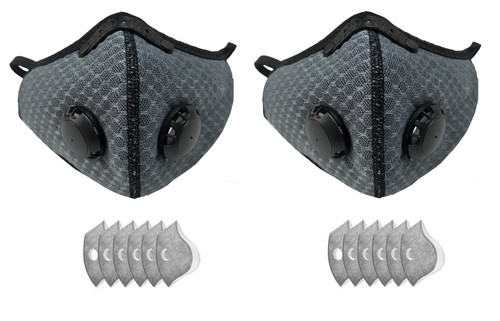 Dust Sports Face Cover Windproof Breathable Design for Running Cycling Mowing Outdoor Activities Grey Color 2 Covers + 12 Filters
