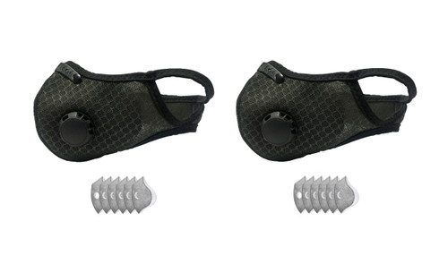 Dust Sports Face Cover Windproof Breathable Design for Running Cycling Mowing Outdoor Activities Dark Green Color 2 Covers + 12 Filters