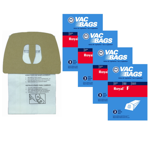 DVC Paper Replacement Bags Type F Fit Royal Dirt Devil Canisters CanVack / Power Pak, 12 Bags