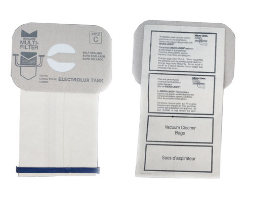 DVC Micro-Lined Paper Replacement Bags Style C Fit Electrolux Canister Models - 12 Bags