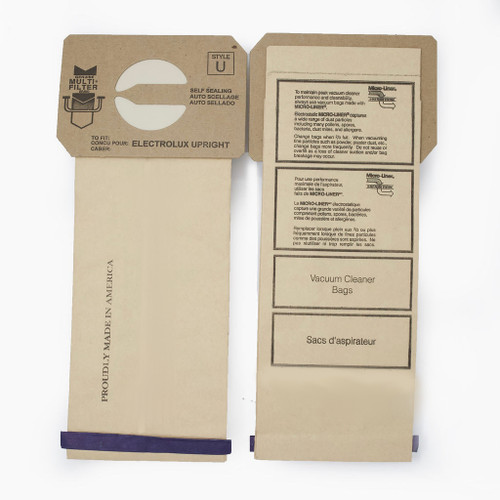 DVC Micro-Lined Paper Replacement Bags Style U Fit Electrolux Discovery I, II, III - 12 Bags