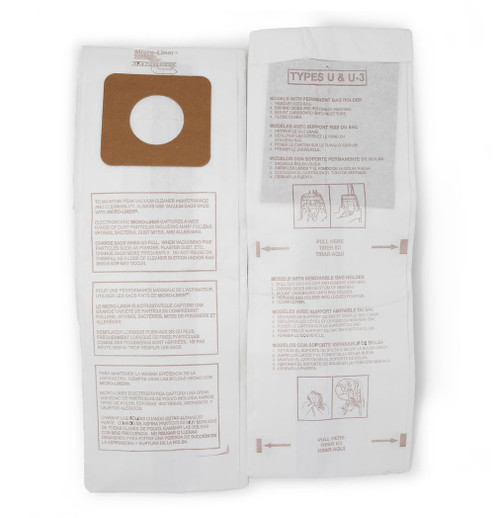 DVC Micro-Lined Paper Replacement Bags Style U, U-3, and U-6 Fit Panasonic Models MC-V5100, 5200, 5300, 5500, 6200, 6300, 6600, 6700, 6800, 6900 - 10 Bags