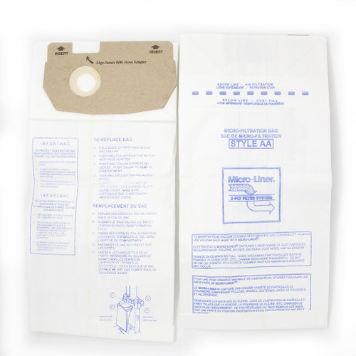 DVC Micro-Lined Paper Replacement Bags Style AA Fit Eureka Victory, True, Whirlwind Models 4100, S4170, 4300, 4386AT, 4400, 4478AT, 4600, 5180 and Sanitaire S4170AT, SC4570, SC4570AT, SC4570AT-1, SC4580 - 9 Bags