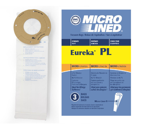 DVC Micro-Lined Paper Replacement Bags Type PL Fit Eureka Maxima Models 4750 , 4760 - 6 Bags