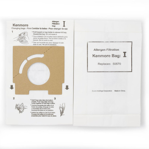 DVC Micro-Lined Paper Replacement Bags Type I Fit Kenmore Canister Vacuums 11628075890 and 11628085790 - 6 Bags