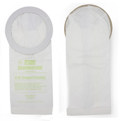 DVC Micro-Lined Paper Replacement Bags Style QT Fit ProTeam CoachVac, Super CoachVac, MegaVac, LineVac - 10 Bags