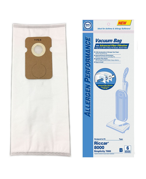 DVC Paper Replacement Bags Style B Fit Riccar 8000 Series, 6 Bags