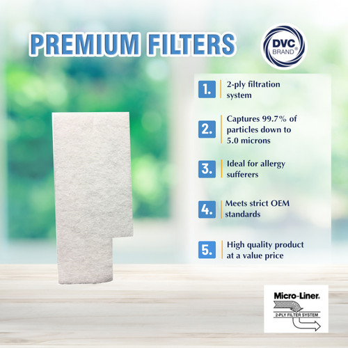 DVC Micro-Lined Replacement Under Bag Secondary Filter 38765019 Hoover WindTunnel Upright Vacuum - 2 Filters