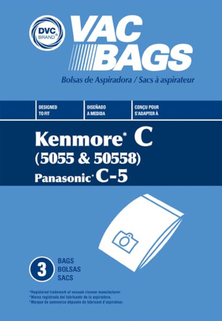 DVC Paper Replacement Bags Type C, Q, 5055, 50557, 50558 Fit Kenmore Canister Models - 10 Bags