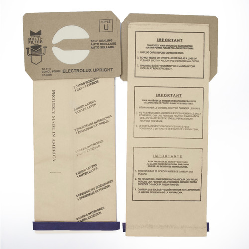 DVC Paper Replacement Bags Style U Fit Electrolux Discovery I, II, III - 100 Bags