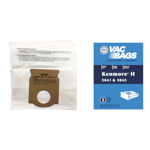 DVC Replacement Paper Bags Style H Fit Kenmore Older Canister Vacuums - 3 Bags