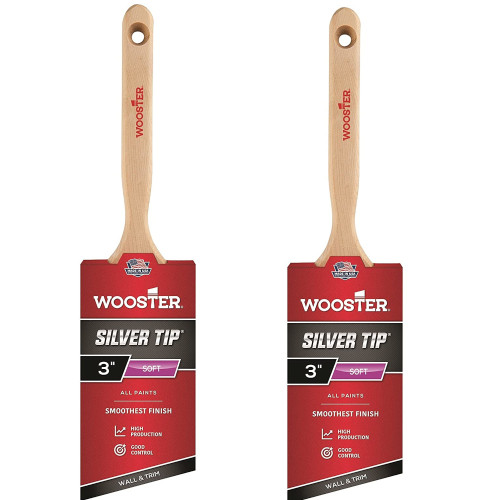 Wooster Brush 5221 3 Inch Silver Tip Angle Sash Paintbrush - 2 Pack