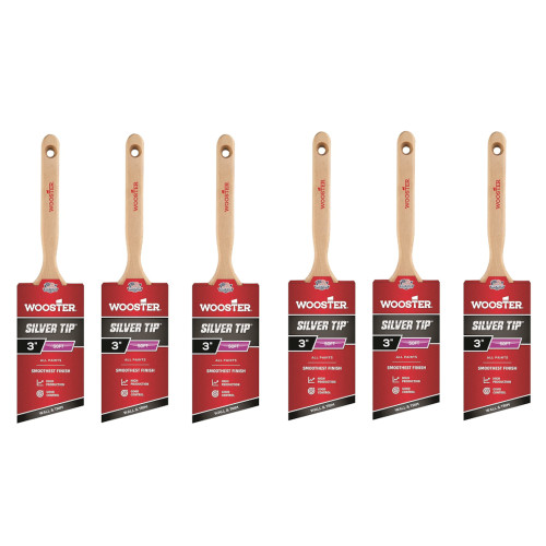 Wooster Brush 5221 3 Inch Silver Tip Angle Sash Paintbrush - 6 Pack