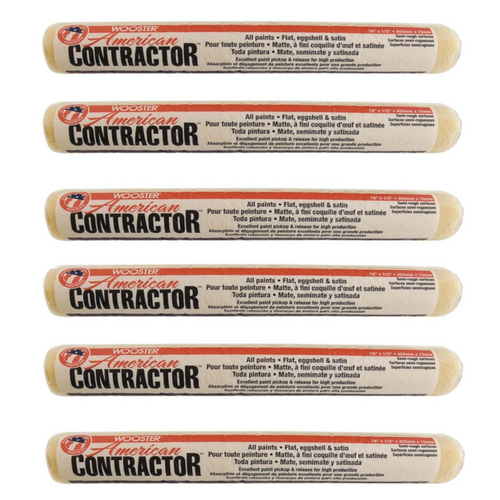 6 Wooster Brush R363 18 inch American Contractor 1/2 inch Nap Paint Roller