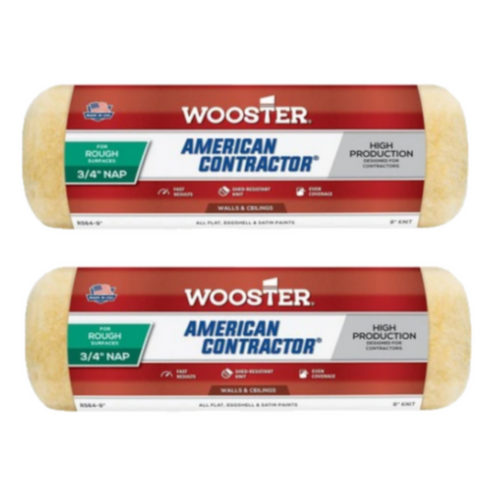 2 Wooster Brush R364 9 inch American Contractor 3/4 inch Nap Paint Roller