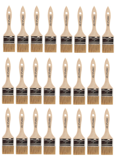 Artist Cleaning Paint Brushes 2" Chip Touchup Brush Straight Thick Hair, 24 Pack