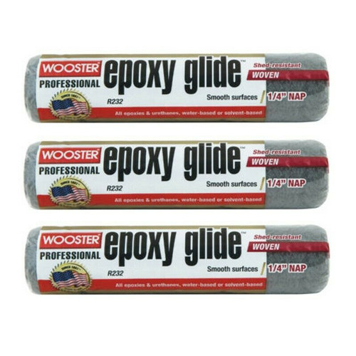 3 Wooster Brush R232-9 Epoxy Glide Roller Cover, 1/4-Inch Nap, 9-Inch