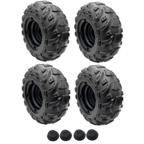 Genuine Power Wheels New Style Dune Racer 2 Left Wheels & 2 Right Wheels & Retainers FFY09 FLP00 FLR10